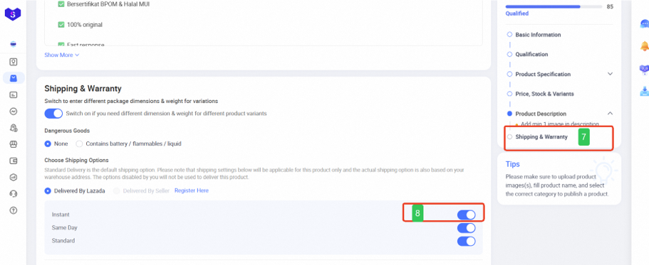 lazada instant delivery set up5