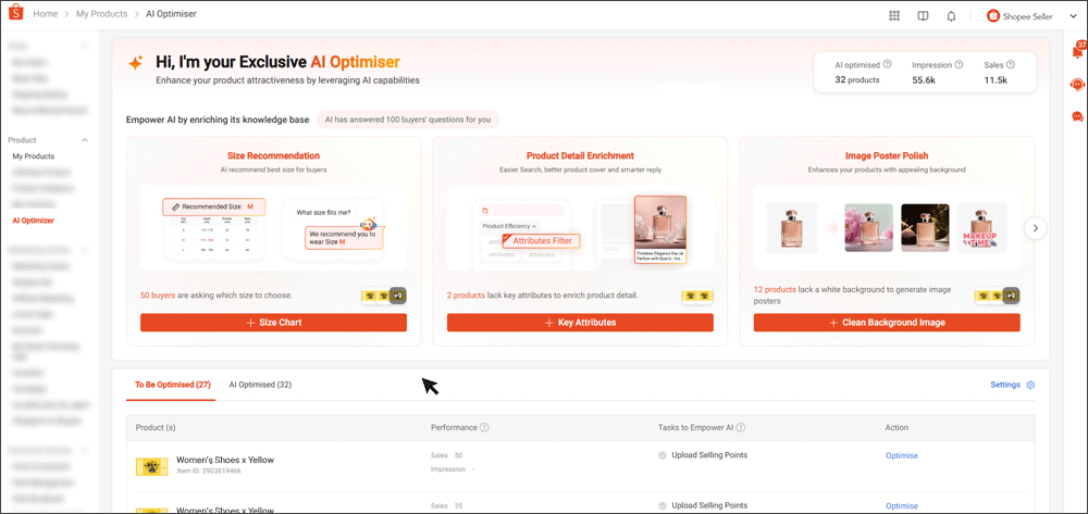 shopee product AI optimiser