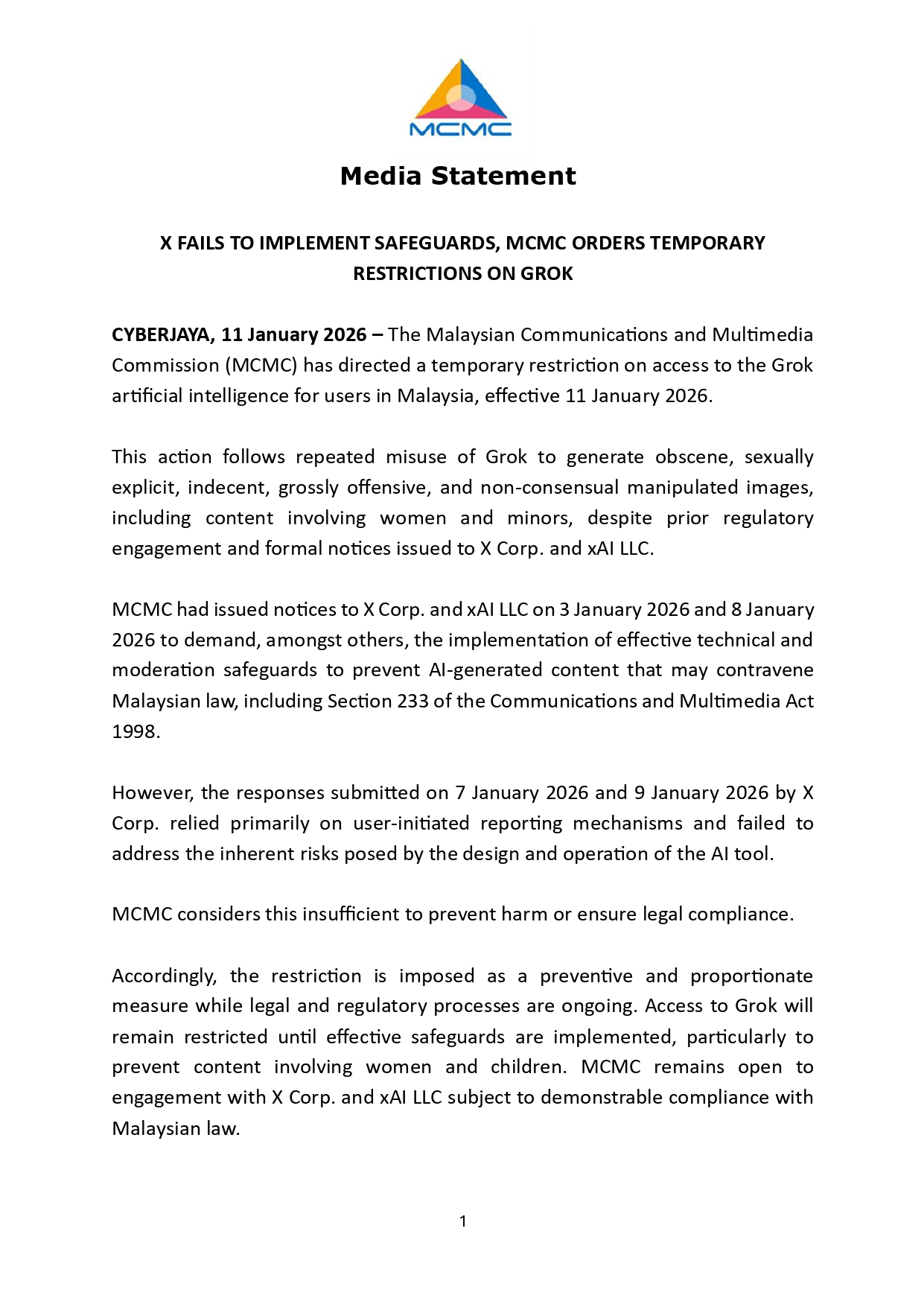 grok ai malaysia restriction