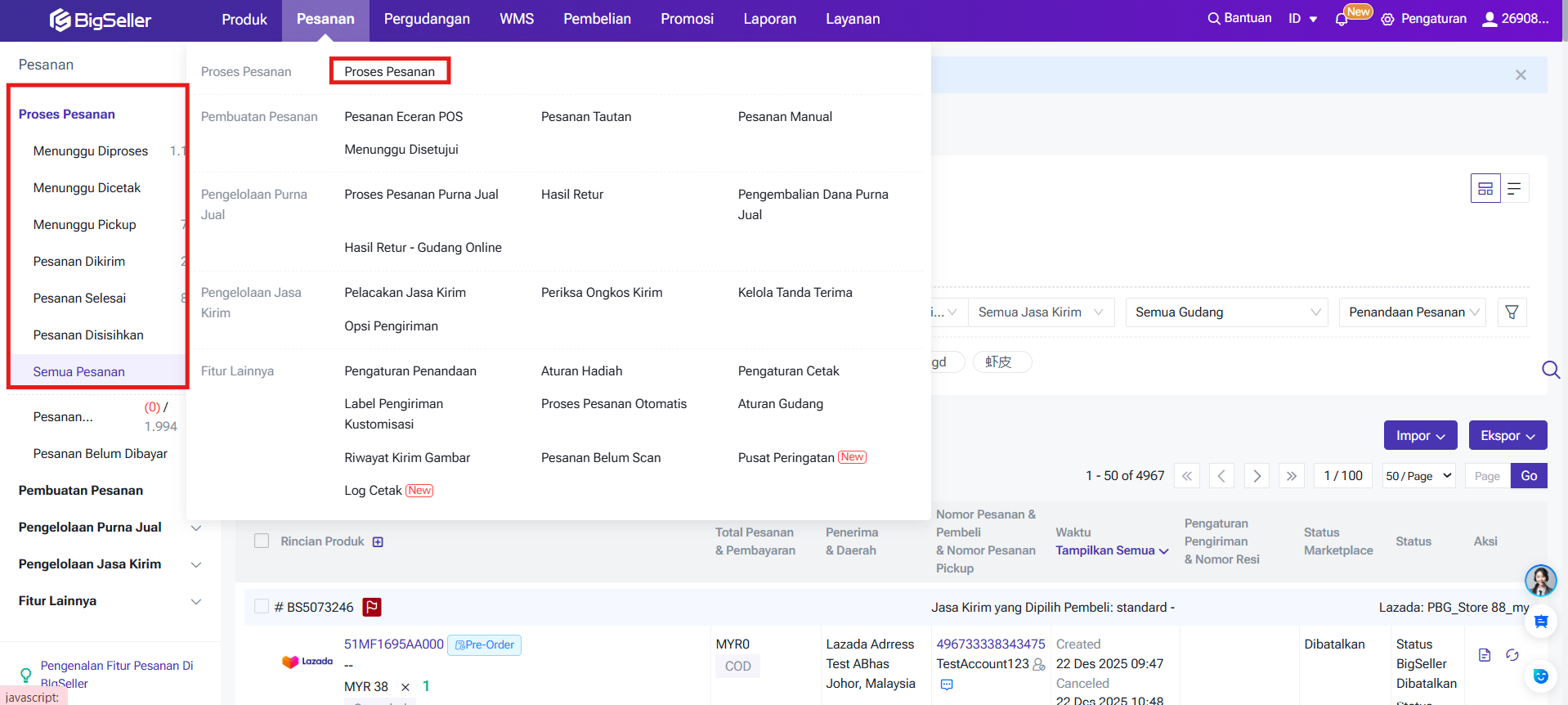 Fitur Pengelolaan dan Pemrosesan Pesanan Sistem Omnichannel BigSeller