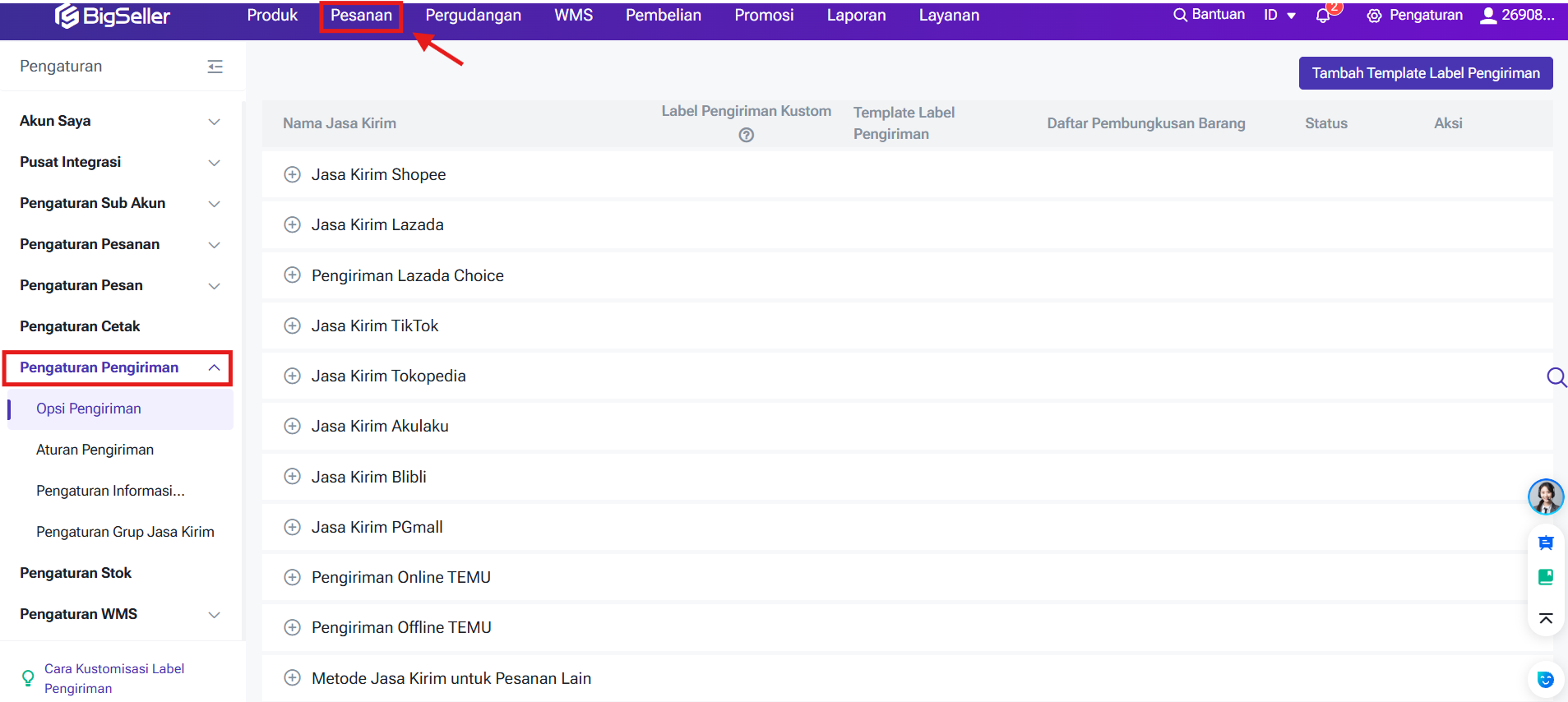 Fitur Pesanan dan Pengelolaan Jasa Kirim BigSeller Omnichannel