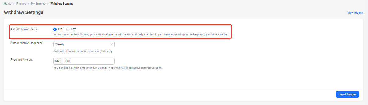 lazada auto withdraw status