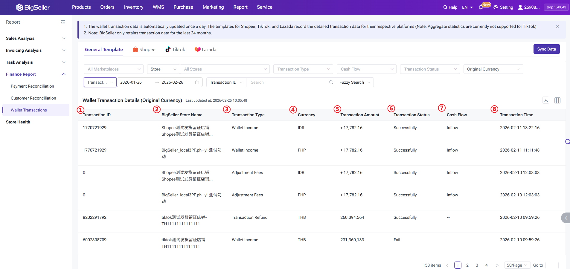 bigseller wallet transaction