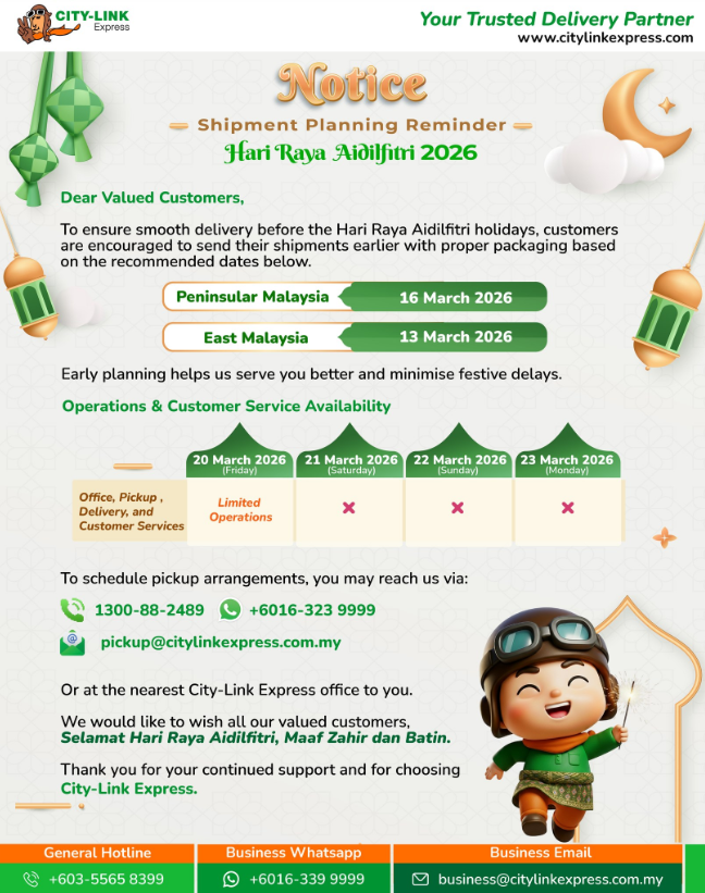 city-link express cut-off date raya 2026