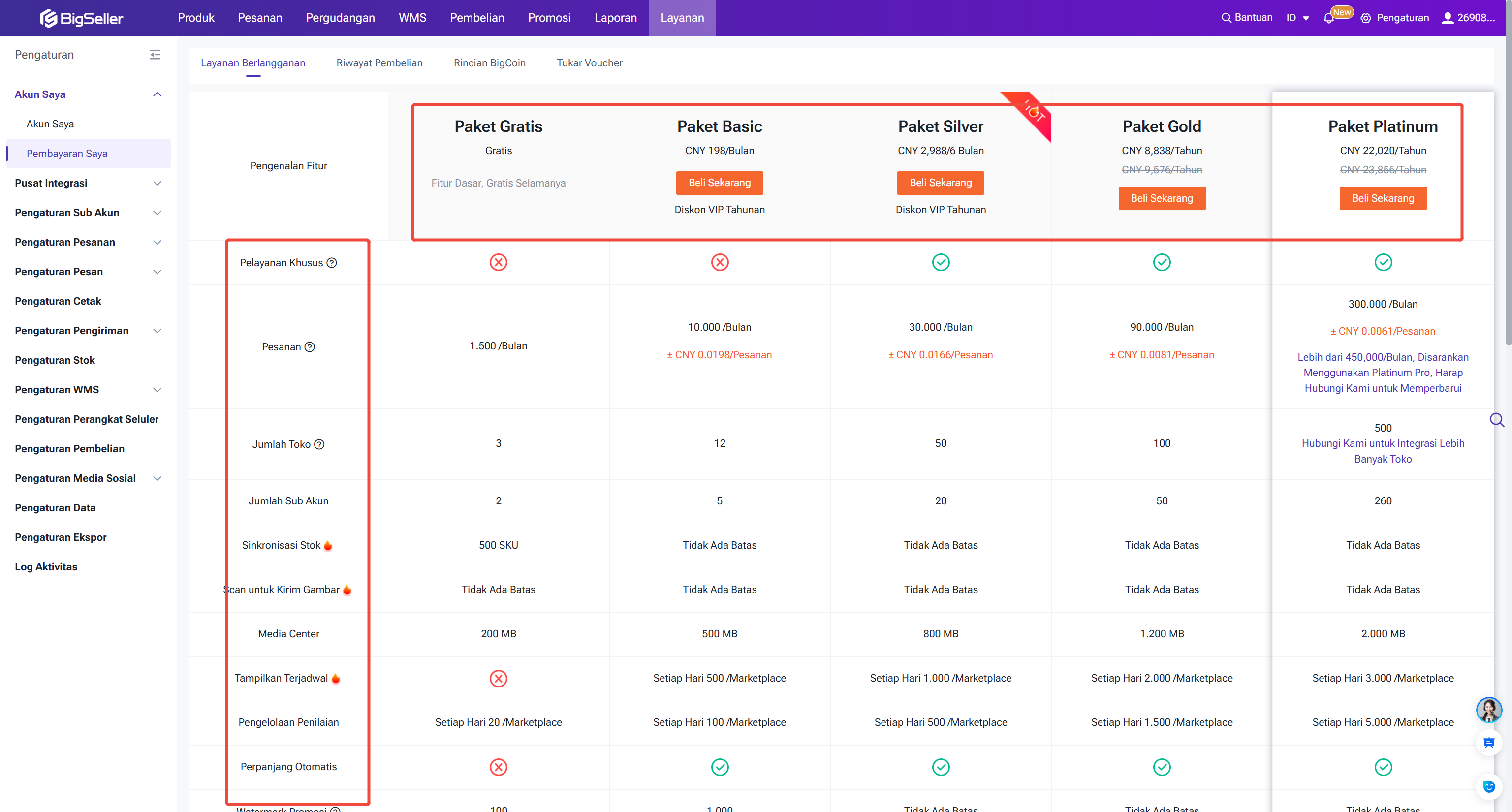Layanan Berlangganan BigSeller