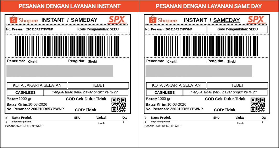 Tampilan Resi SPX Express
