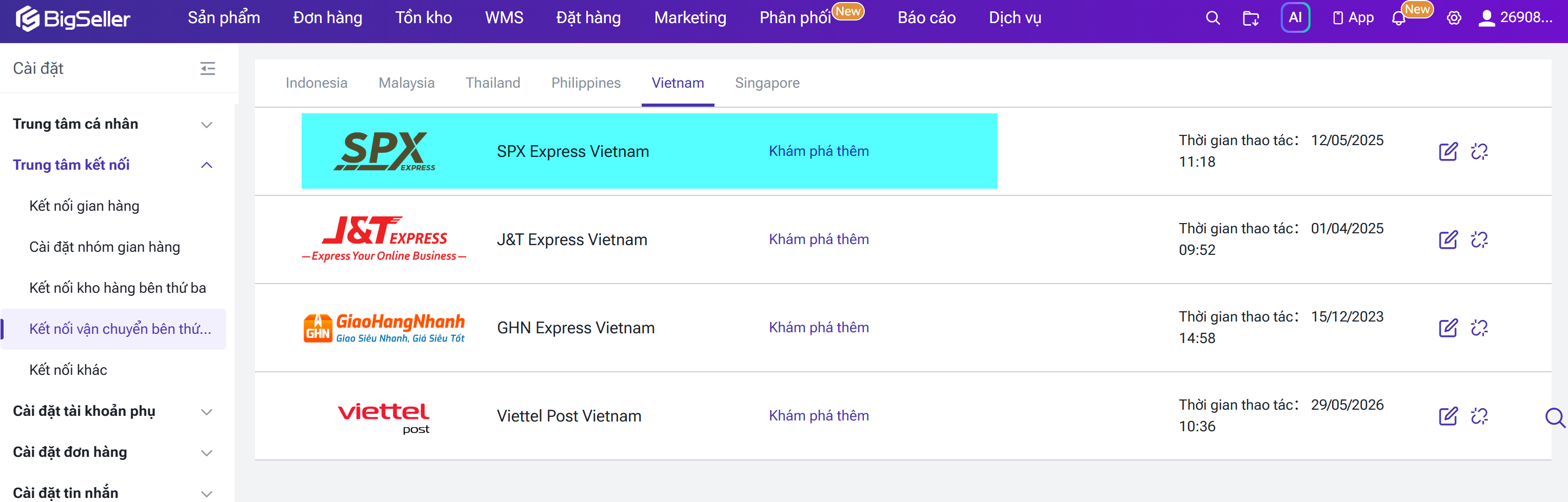 Tích hợp vận chuyển SPX Express