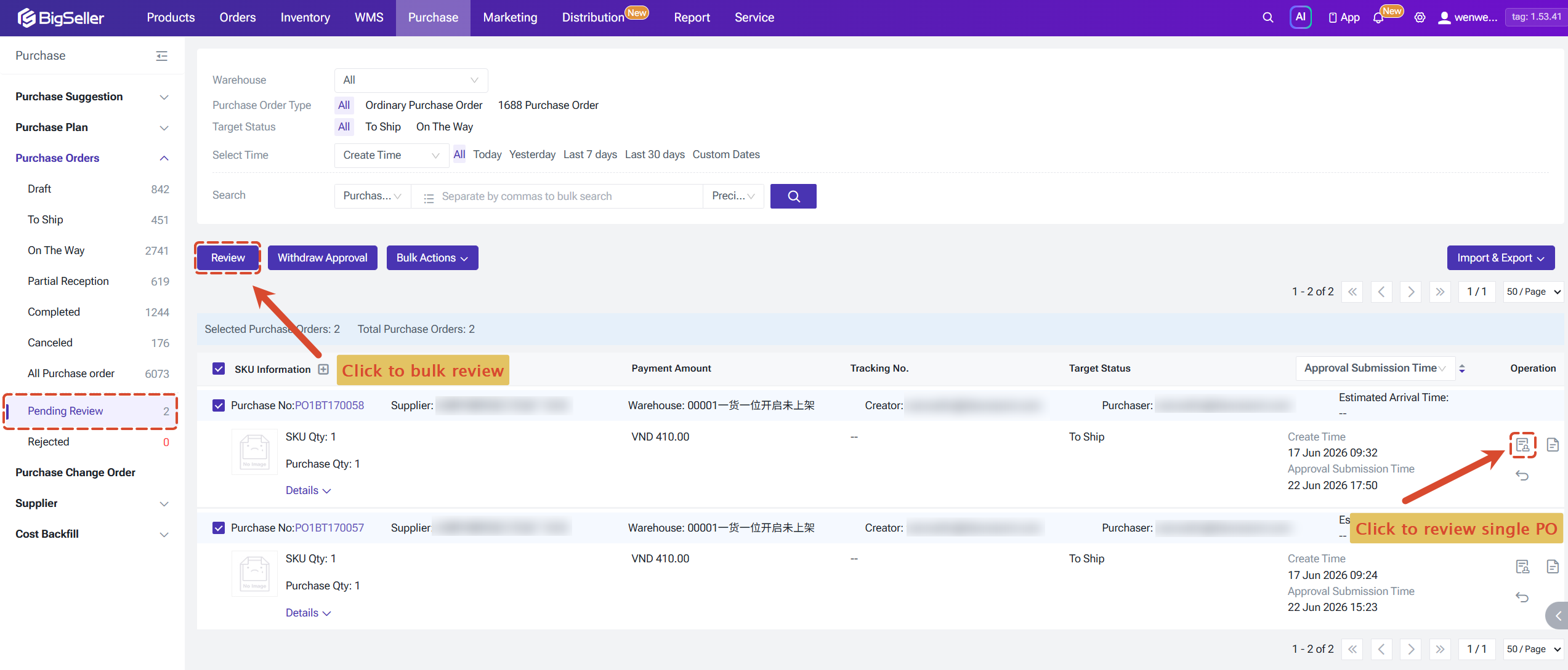 bigseller purchase order