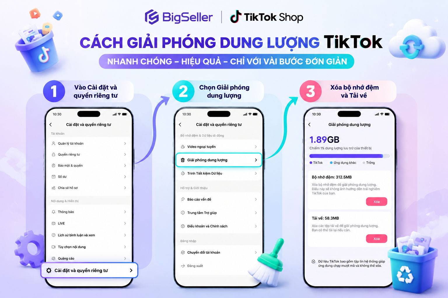 Giải phóng dung lượng TikTok