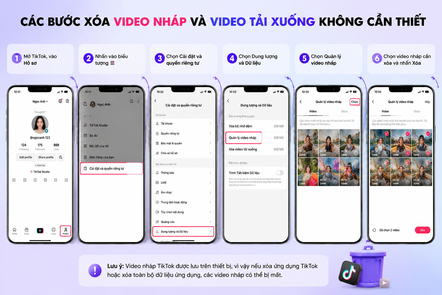 Xóa video nháp
