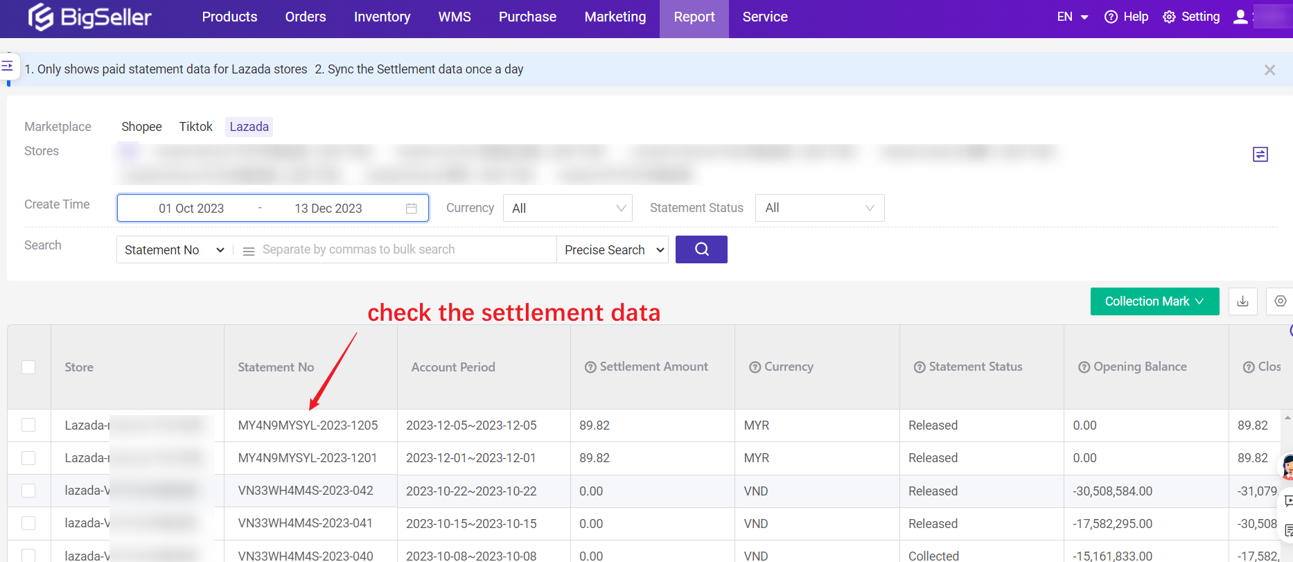 bigseller payment reconciliation