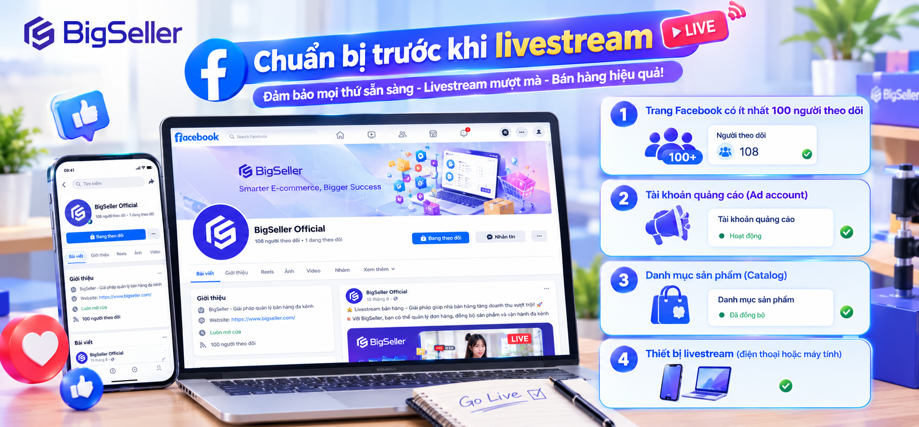 Chuẩn bì gì trước khi livestream facebook