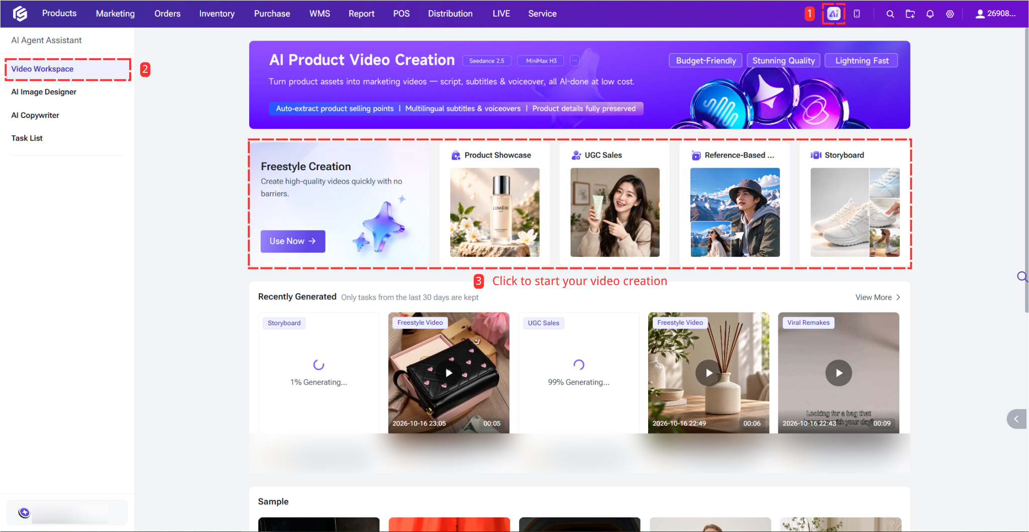 bigseller ai video workspace