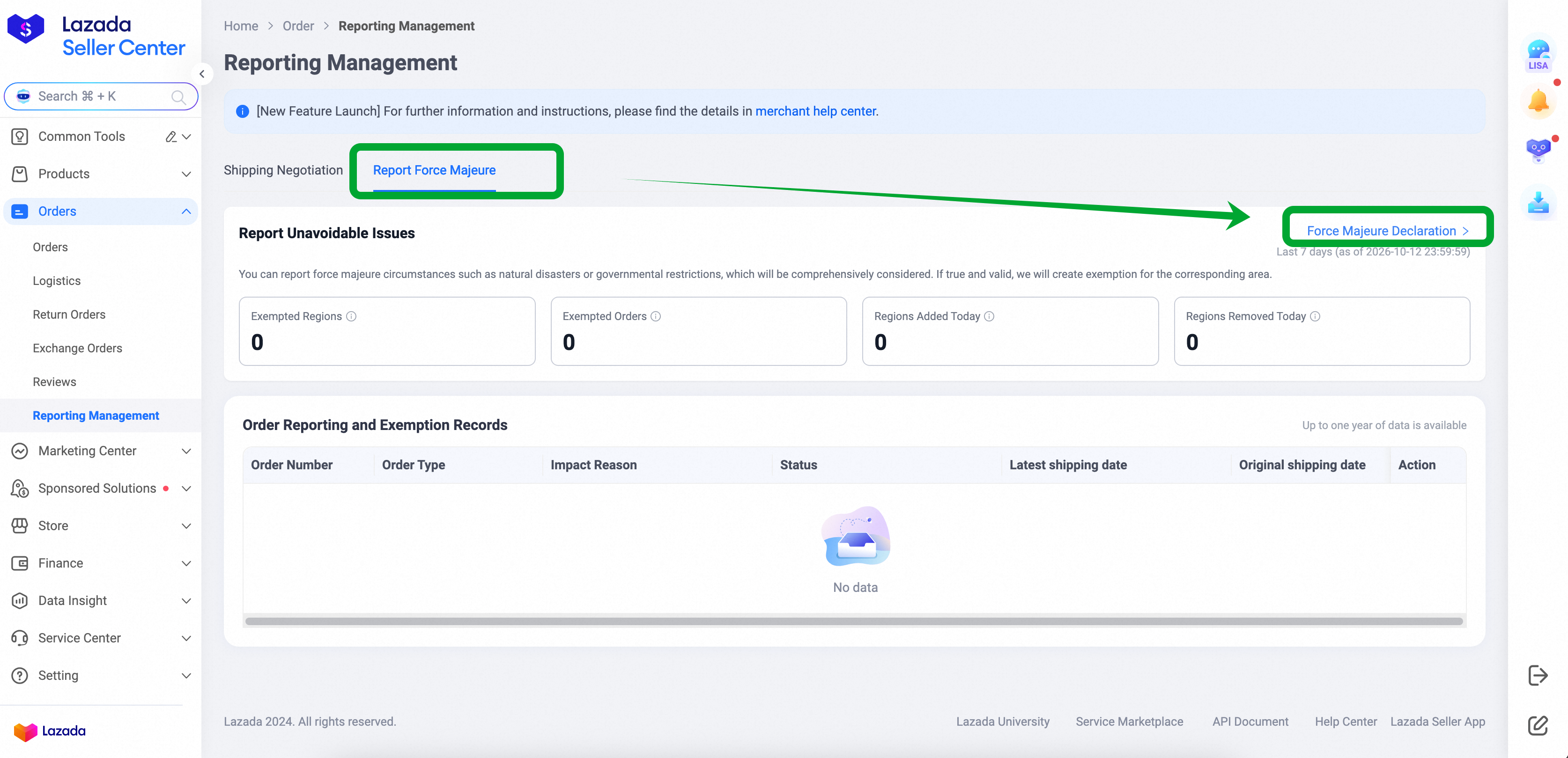 lazada reporting management